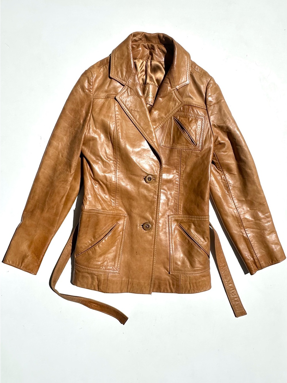 Skin Gear Tan Leather Belted Women's Jacket, XS